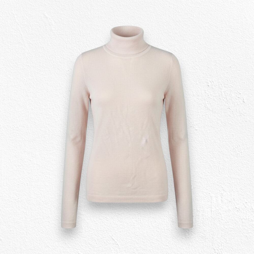 Vince Light Peach Pink Waffle Knit Funnel Neck Sweater Cashmere Blend Size Small